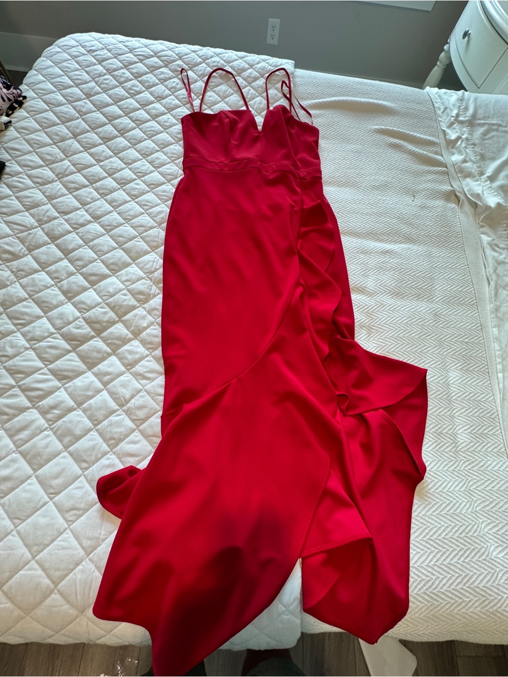 Xscape Red Spaghetti-Strap Prom Dress